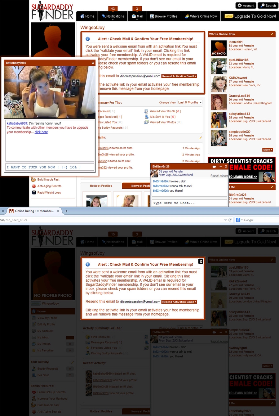 dating website pop ups